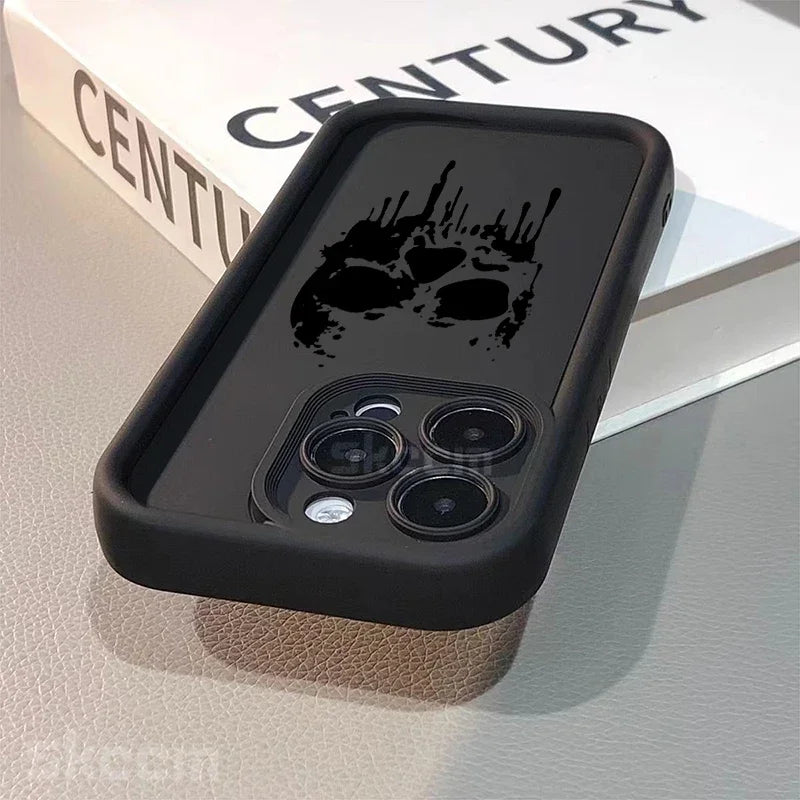 Black Skull Soft Silicone Phone Case For iPhone