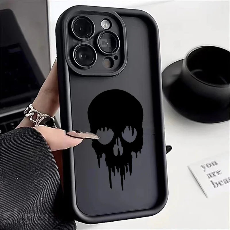 Black Skull Soft Silicone Phone Case For iPhone