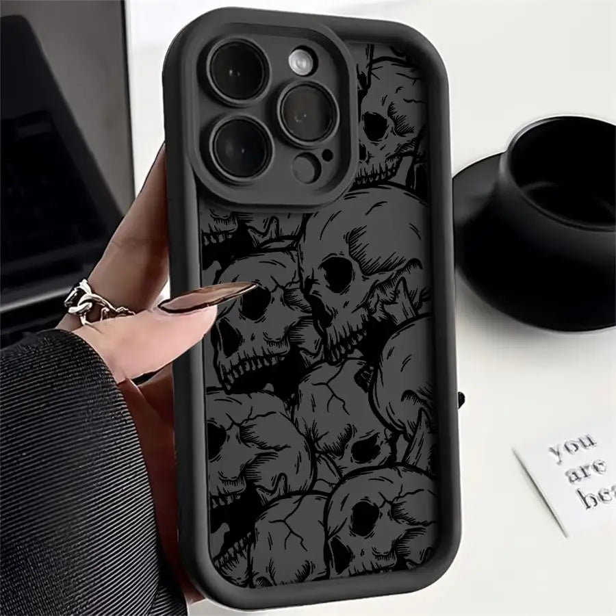 Skull Patterns Black Phone Case for iPhone