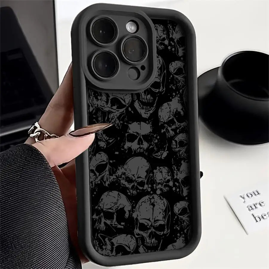 Skull Patterns Black Phone Case for iPhone