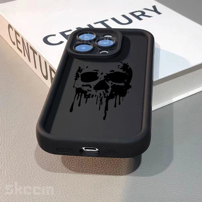 Black Skull Soft Silicone Phone Case For iPhone