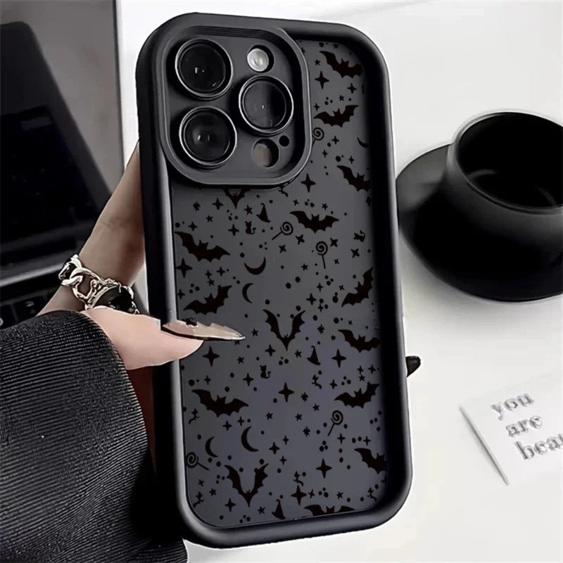 Vintage Red Bats Skull Pattern Silicone Case