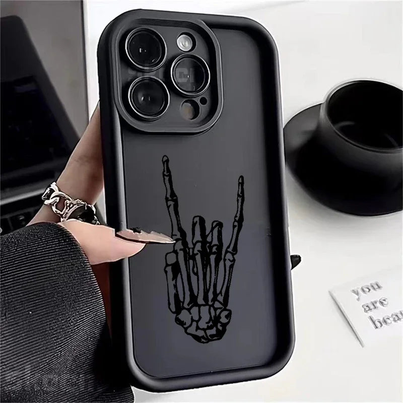 Black Skull Soft Silicone Phone Case For iPhone